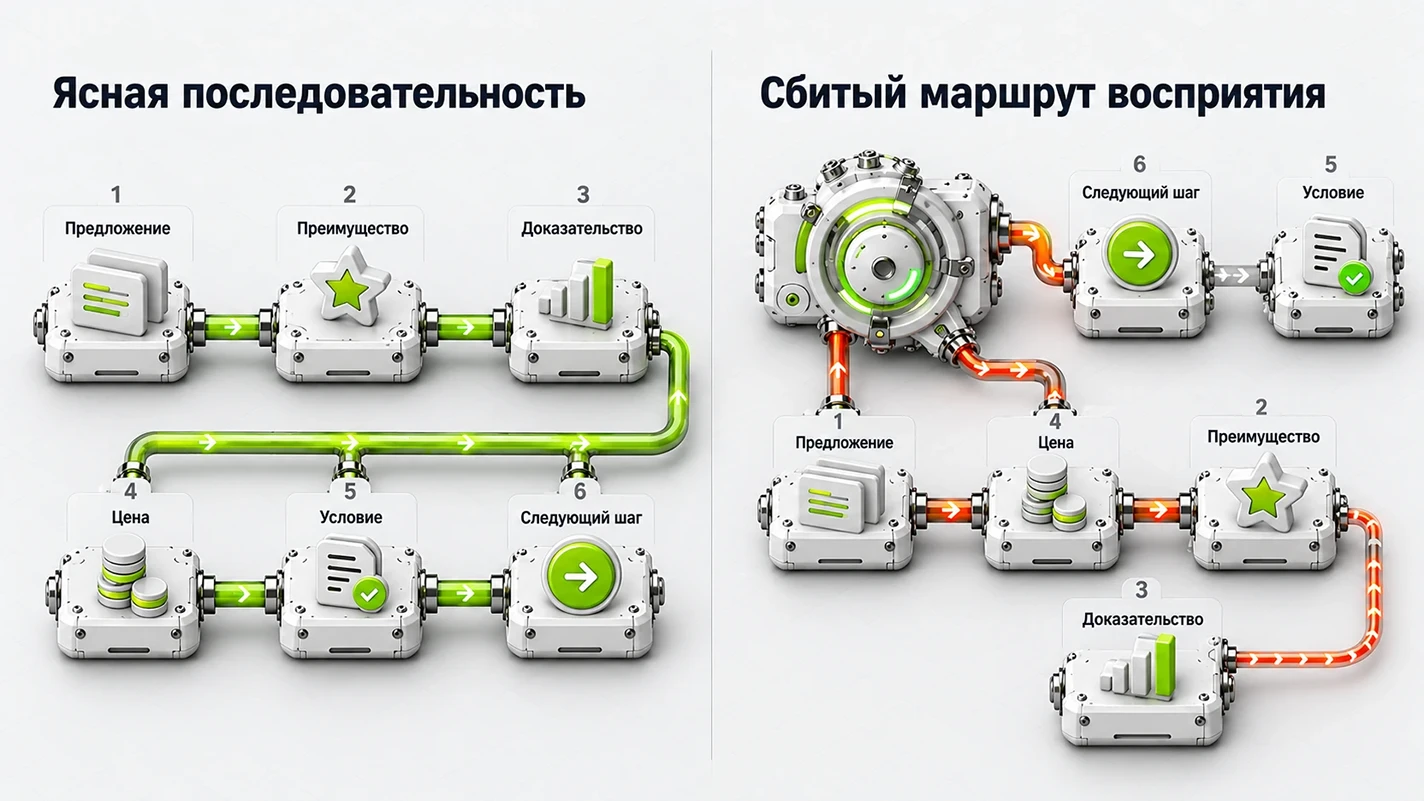 Одна и та же информация в двух визуальных формах с разным порядком восприятия