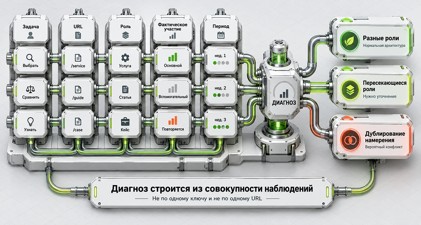 Модель диагностики SEO-каннибализации по совокупности данных