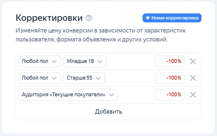 Корректировки ставок в Яндекс Директ